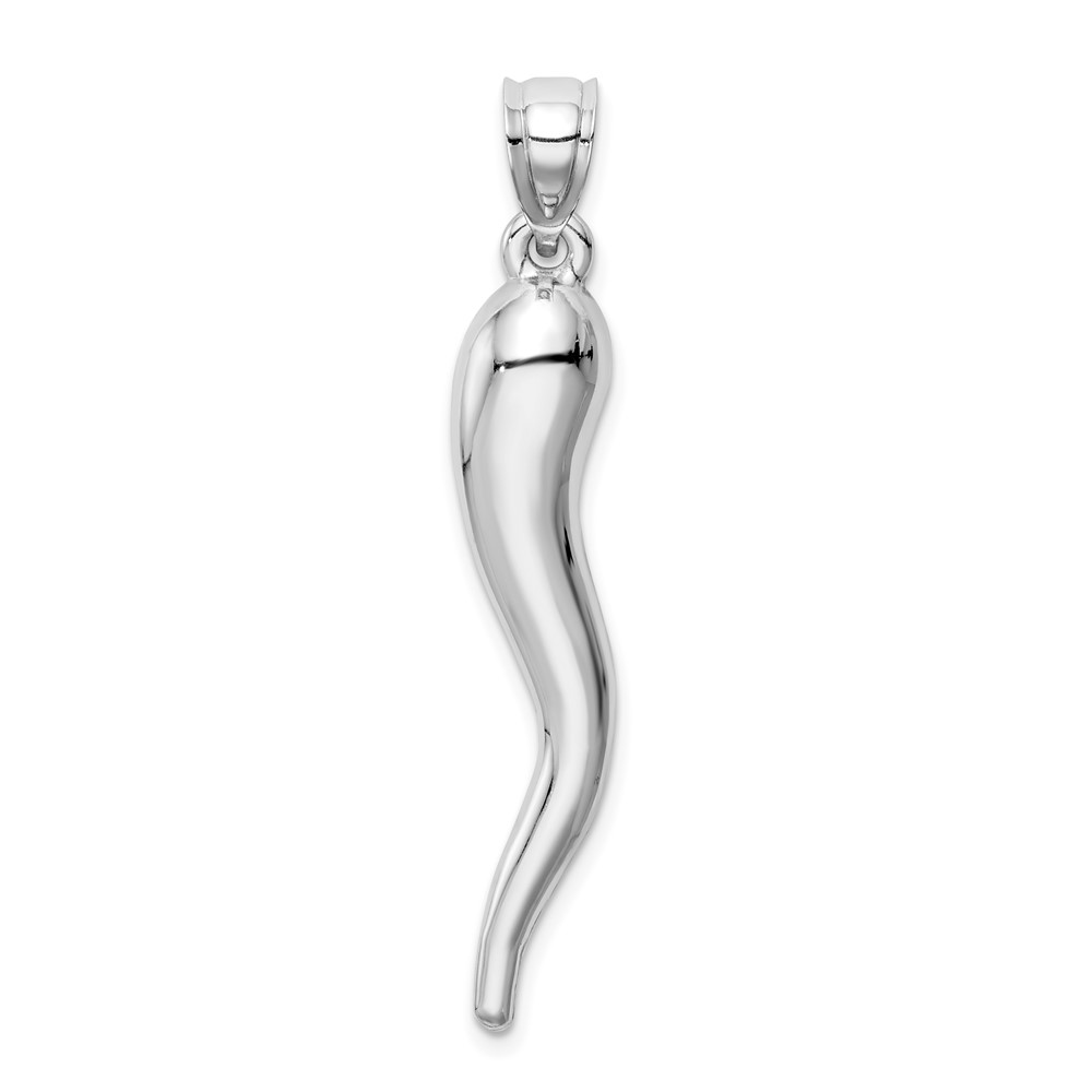 10K6385.jpg 10k White Gold Hollow Italian Horn Pendant - Image 1