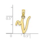 10K Polished V Script Initial Charm - Image 3