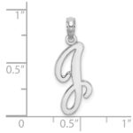 10K White Gold Polished J Script Initial Charm - Image 3