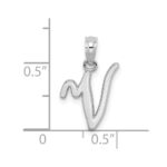 10K White Gold Polished V Script Initial Charm - Image 3