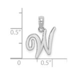 10K White Gold Polished W Script Initial Charm - Image 3