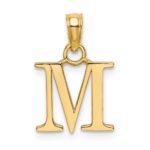 10K Polished M Block Initial Charm