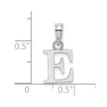 10K White Gold Polished E Block Initial Charm - Image 3