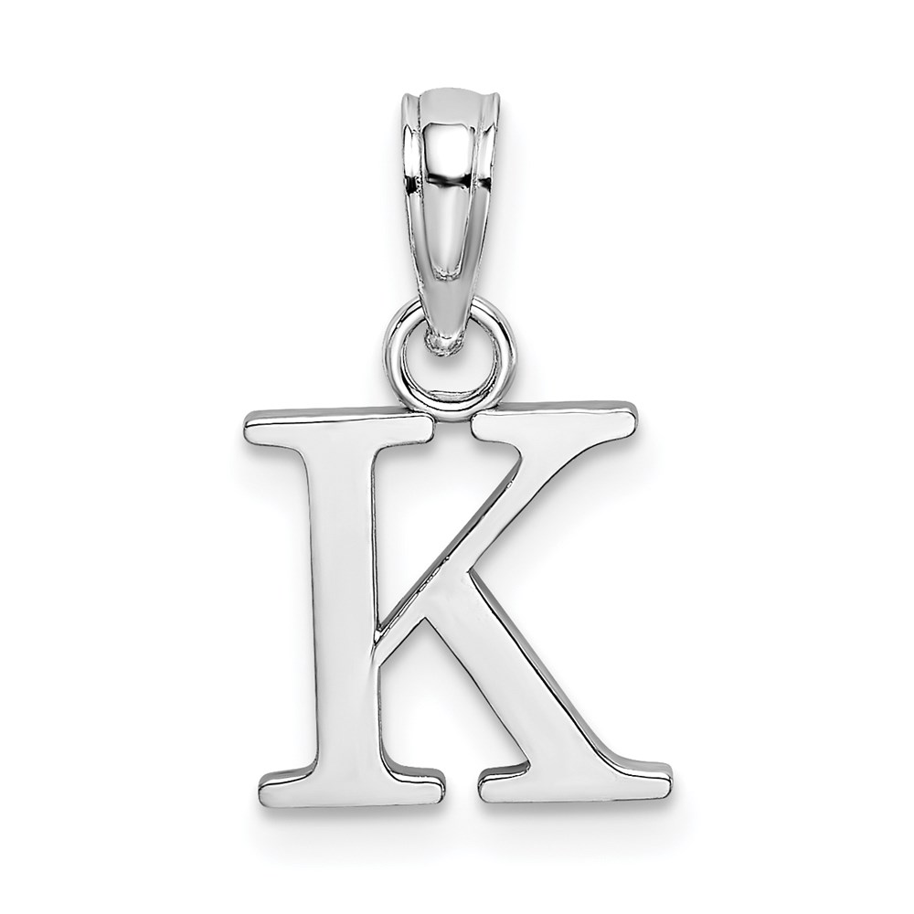 10K6423WK.jpg 10K White Gold Polished K Block Initial Charm - Image 1
