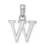 10K White Gold Polished W Block Initial Charm - Image 4