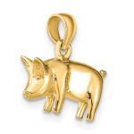 10k 3-D Polished Pig with Curly Tail Charm - Image 5