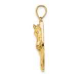 10K Polished and Engraved Horse Head In Shoe Charm - Image 2