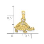 10K Polished and Engraved Mini Turtle Charm - Image 3
