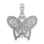 10K White Gold Polished Butterfly Charm - Image 4