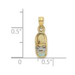 10K w/Rhodium 3-D Light Blue Enamel Baby Shoe Charm - Image 2