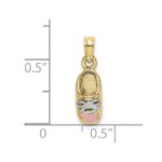 10K w/Rhodium 3-D Pink Enamel Baby Shoe Charm - Image 2