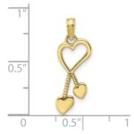 10K Polished Heart w/ Double Heart Beaded Tassle Charm - Image 3