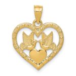 10K Doves In Heart Charm