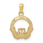 10K Polished Textured Round Claddagh Charm - Image 4