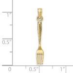 10K 3-D and Polished Table Fork Charm - Image 3