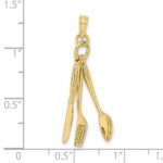 10K 3-D Moveable Knife, Fork, and Spoon Charm - Image 3
