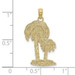 10K 2-D Textured Double Palm Trees Charm - Image 3