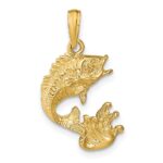 10k Polished Bass Fish Pendant