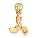 10K 3-D Polished Mini Three Blade Propeller Charm - Image 5