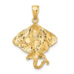 10K 2-D Stingray Charm - Image 4