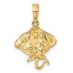 10K 2-D Stingray Charm - Image 4