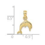 10K Textured Mini Dolphin Jumping Charm - Image 3