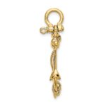 10K 3-D Anchor W/Long T Bar and Shackle Bail Charm - Image 2