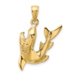 10K 2-D Polished Shark Charm
