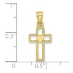 10K Cut-Out Cross w/ Heart Charm - Image 3