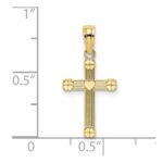 10K Textured w/ Center Heart Small Cross Charm - Image 3