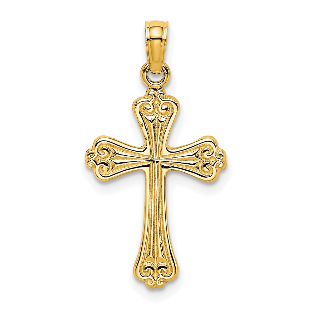 10K8376.jpg 10K Polished Engraved Cross Charm - Image 1