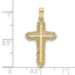 10K Cross w/ Filigree Lace Trim Charm - Image 3