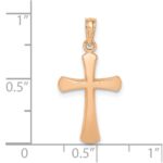 10K Rose Gold Polished Beveled Cross w/ Round Tips Charm - Image 2