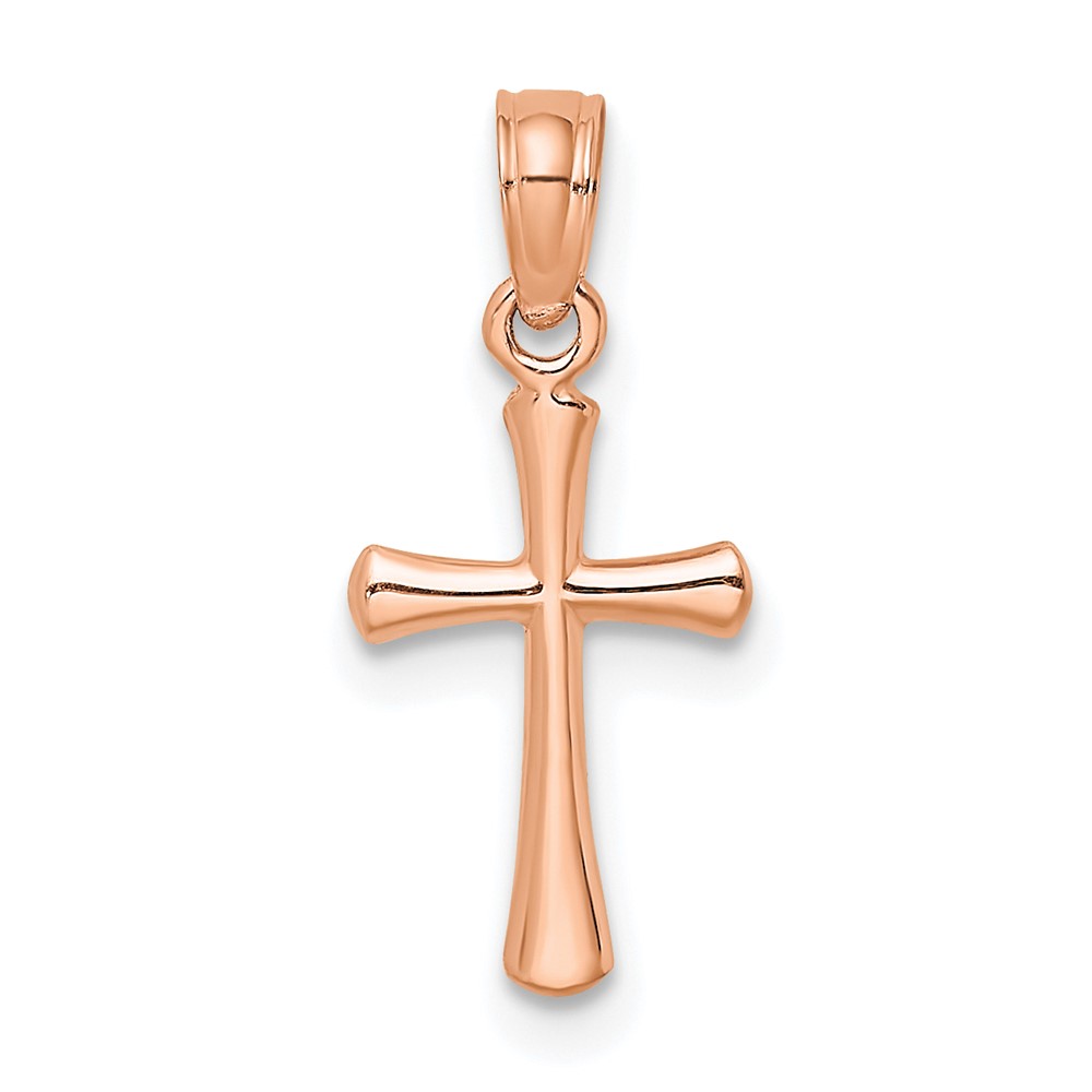 10K8539R.jpg 10K Rose Gold Polished Beveled Cross w/ Round tips Charm - Image 1