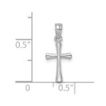 10K White Gold Polished Beveled Cross w/ Round tips Charm - Image 2