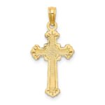 10K Textured Leaves On Edges Cross Charm - Image 4