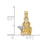 10K Angel Resting On Elbow w/ Rhodium Wing Charm - Image 3