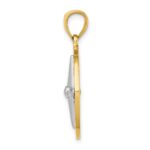 10K w/Rhodium Nautical Compass White Needle Charm - Image 2