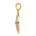 10K w/Rhodium Nautical Compass White Needle Charm - Image 2