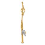 10K w/Rhodium 3-D Moveable Fishing Pole W/ Reel Pendant - Image 2