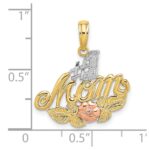 10k Two-tone w/White Rhodium #1 MOM w/ Flower Charm - Image 3