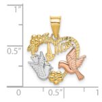 10k Two-tone w/White Rhodium AMOR Heart w/Doves Charm - Image 3