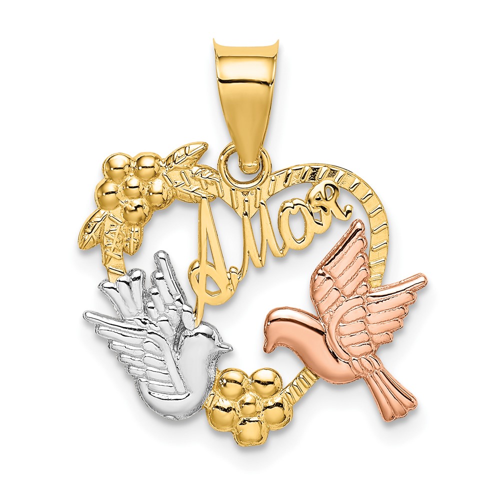10K9156.jpg 10k Two-tone w/White Rhodium AMOR Heart w/Doves Charm - Image 1