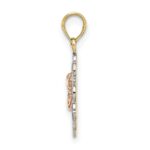 10K Two-tone w/Rhodium Small Angel In Heart Charm - Image 2