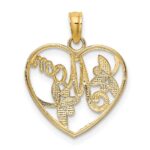 10K W/ Rhodium Beaded Heart W/ MOM Charm - Image 4