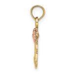 10k Two-Tone Textured Scroll w/ Flower MOM Charm - Image 2