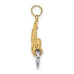 10K w/Rhodium 2-D Moveable Lobster Charm - Image 2