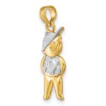 10K Textured w/Rhodium Boy Charm - Image 5