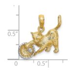 10K w/Rhodium Cat Playing W/Yarn In Basket Charm - Image 3