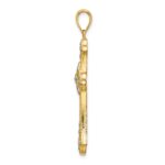 10K W/ Rhodium D/C Edges Cross Charm - Image 2
